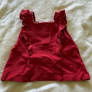 Janie and Jack Red Ruffle Detail Top
